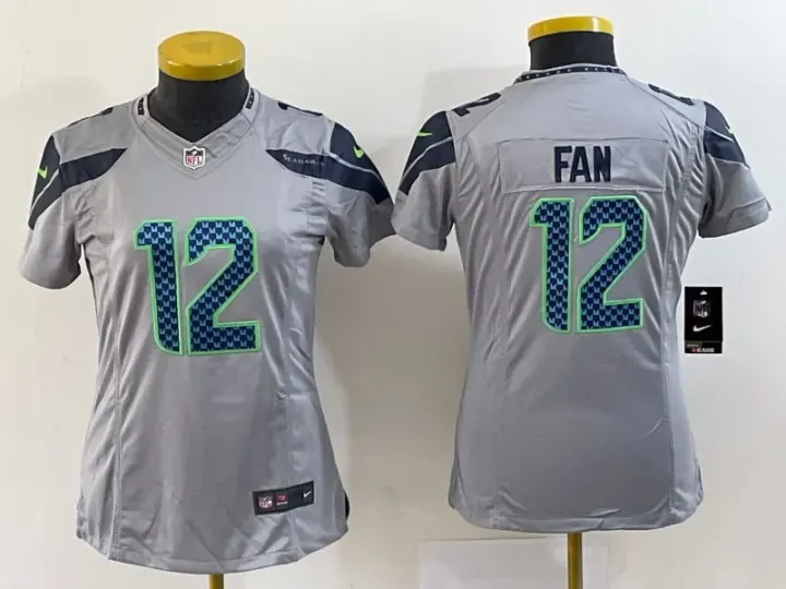 Nike Seattle Seahawks Grey Fan Jersey with Neon 12