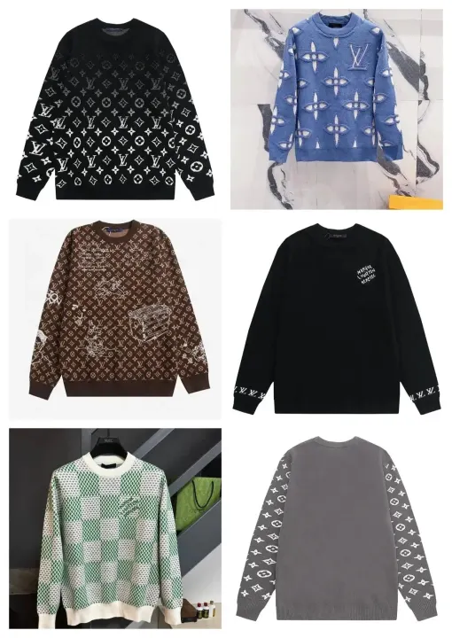 Louis Vuitton Monogram Crewneck Sweaters in Black, Gray and Blue