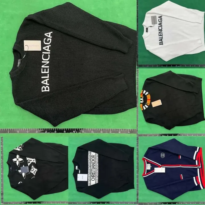 Balenciaga Black Vertical Logo Ribbed Knit Sweater