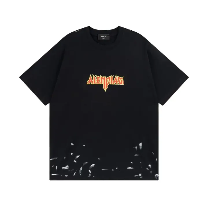 Balenciaga T-Shirt mit Grafik-Logo in Schwarz, Grau und Khaki