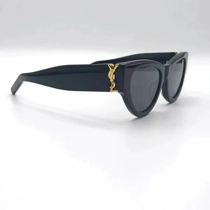 Saint Laurent Black Cat-Eye Sunglasses with Gold Logo