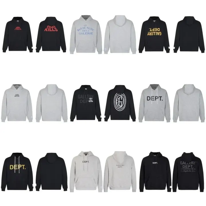 Gallery Dept. Graphic Pullover Hoodie in Black and Heather Grey