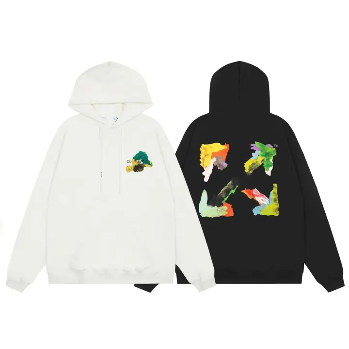 Off-White Graphic Print Hoodie in Black and White