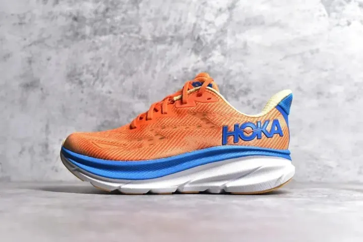 HOKA Orange Blue Athletic Sneakers with Cushioned Sole