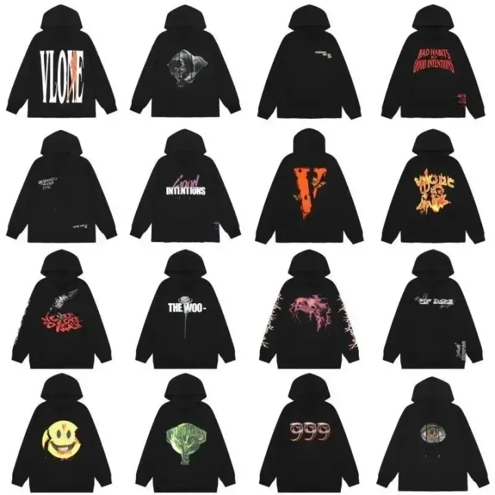 Vlone Graphic Pullover Hoodie in Black and White