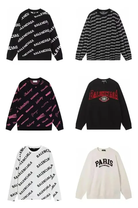 Balenciaga Graphic Knit Sweater in Black, White and Pink