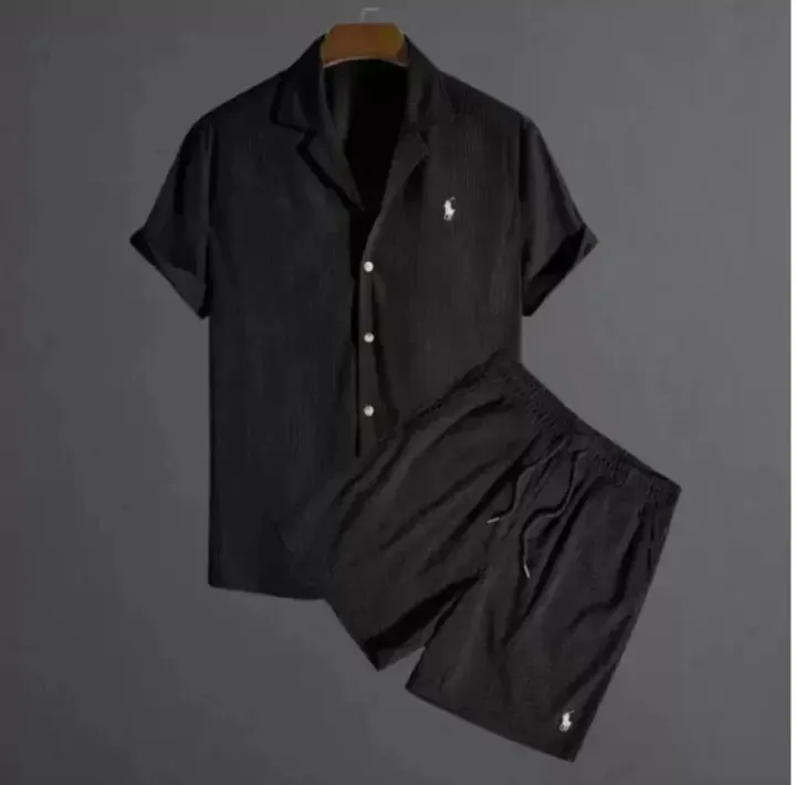 Ralph Lauren Black Short Sleeve Shirt and Shorts Matching Set