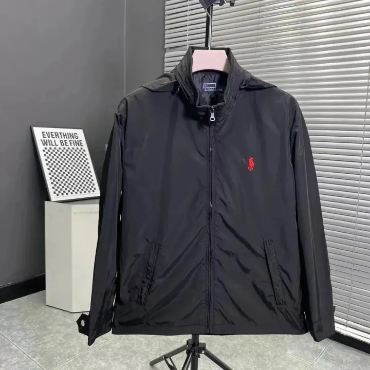 Ralph Lauren Black Embroidered Logo Windbreaker Jacket