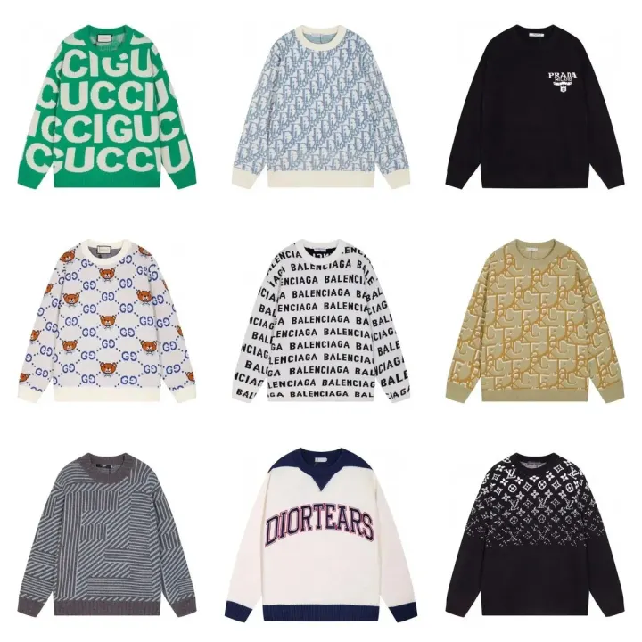 Dior Oblique Monogram Knit Sweater in Cream and Blue