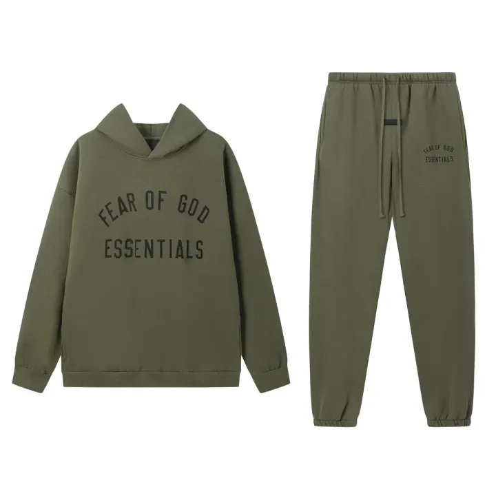 Essentials Olive Green Hoodie & Jogger Matching Set