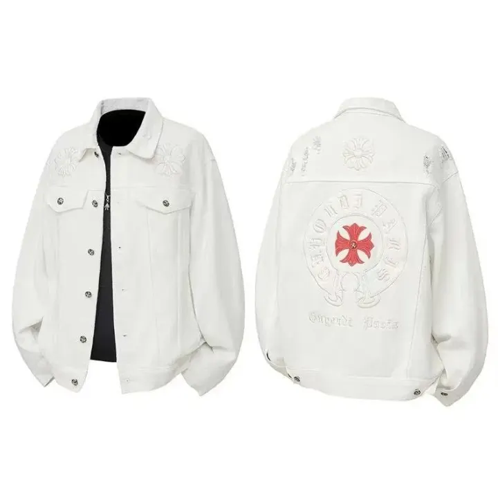 Weißes Chrome Hearts Langarmhemd mit Kreuzgrafik auf dem Rücken