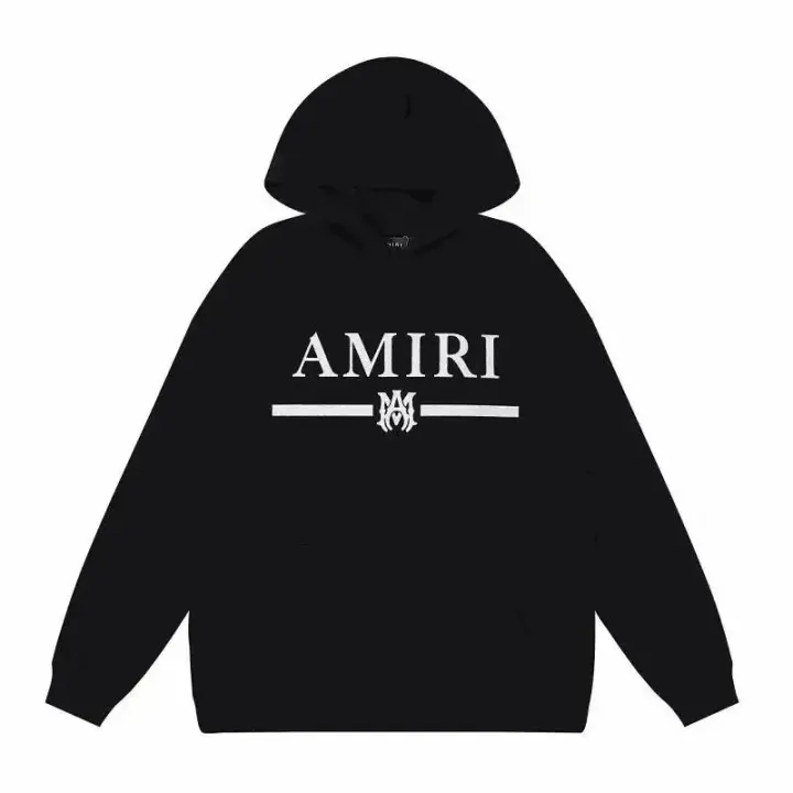 AMIRI Black Logo Hooded Crewneck Sweatshirt