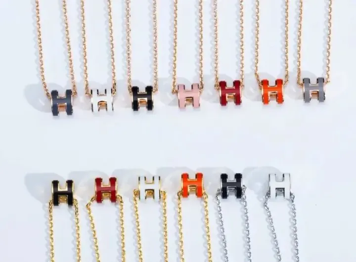 Hermes H Pendant Necklace in Mixed Metallic Colors