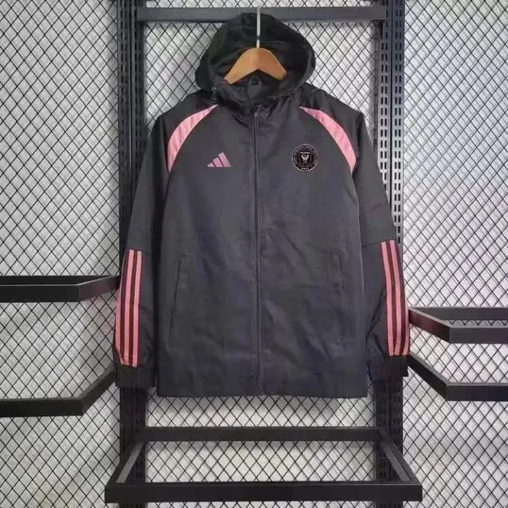 Adidas Black and Pink Hooded Track Jacket