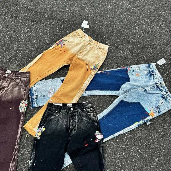 Gallery Dept. Paint Splatter Denim Jeans in Mixed Washes