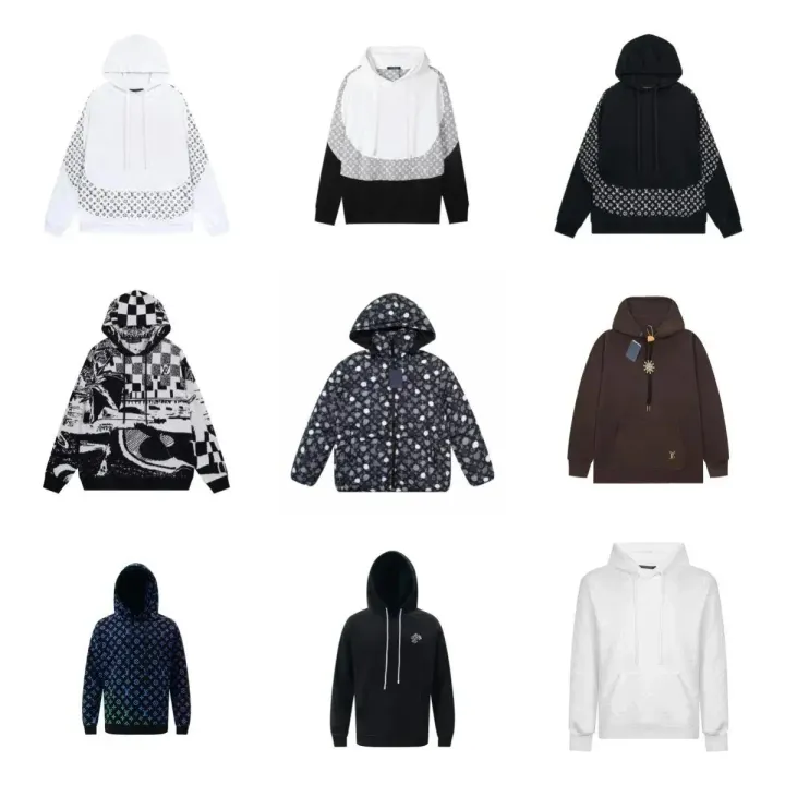 Louis Vuitton Monogram Pullover Hoodies in Black, White, and Brown