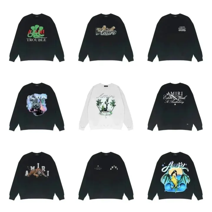 AMIRI Graphic Print Crewneck Sweatshirt in Black