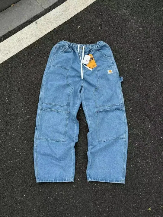 Carhartt Light Blue Carpenter Pants with Drawstring Waist