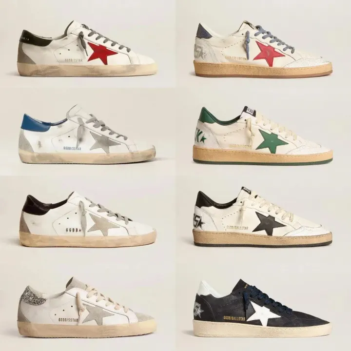Golden Goose Distressed Low-Top Star Sneakers in White