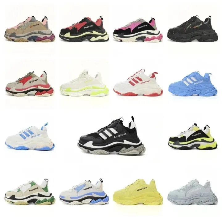 Balenciaga Triple S Chunky Sneakers in Pink, Black & Beige