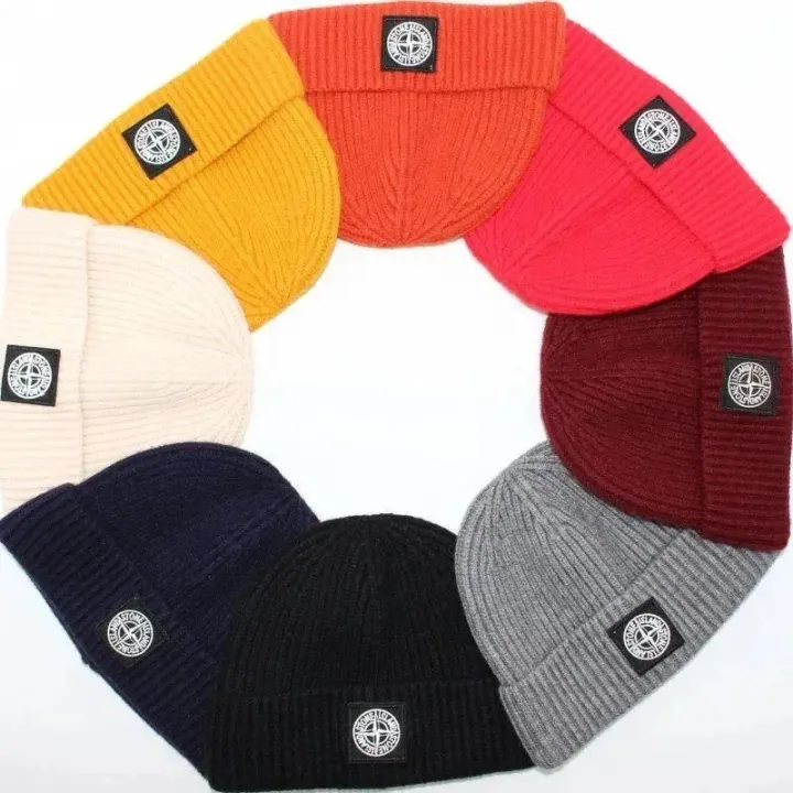 Stone Island Ribbed Knit Beanie in Assorted Colors