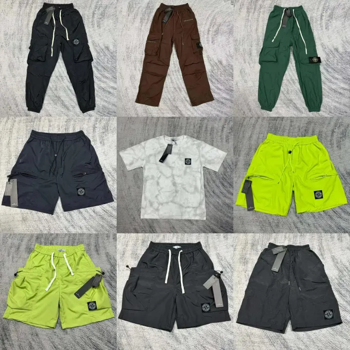 Stone Island Cargo Shorts and Tie-Dye T-Shirt Collection
