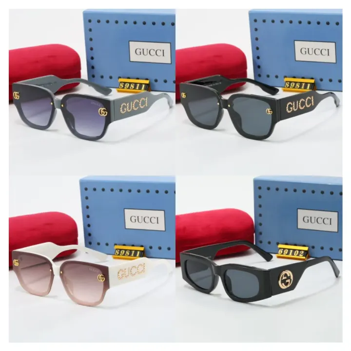 Gucci Black Square Sunglasses with Gold GG Logo
