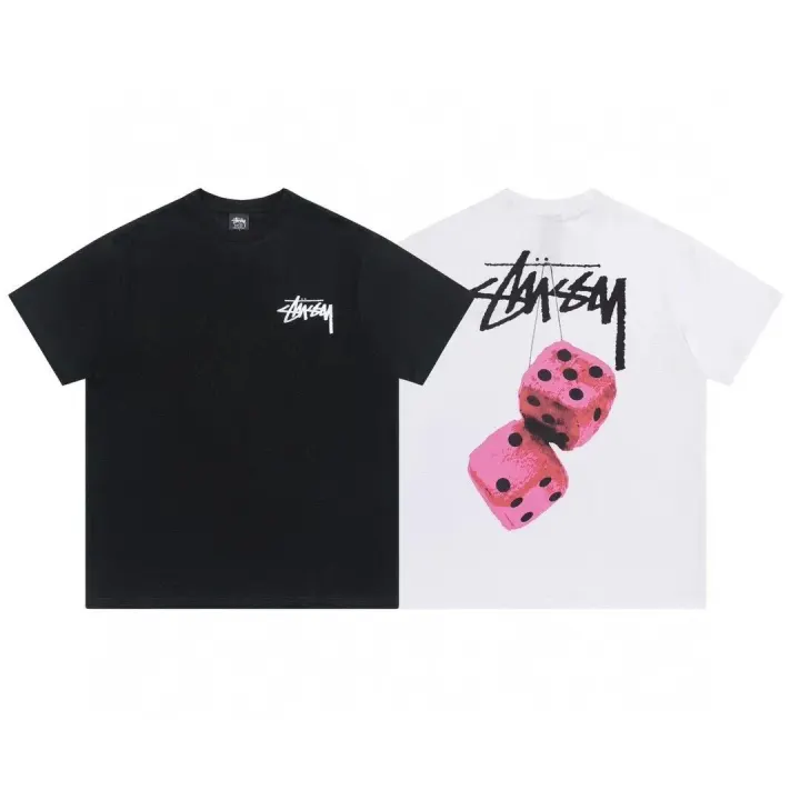 Stussy Dice Graphic T-Shirts in Black, Navy and Pastel Colors