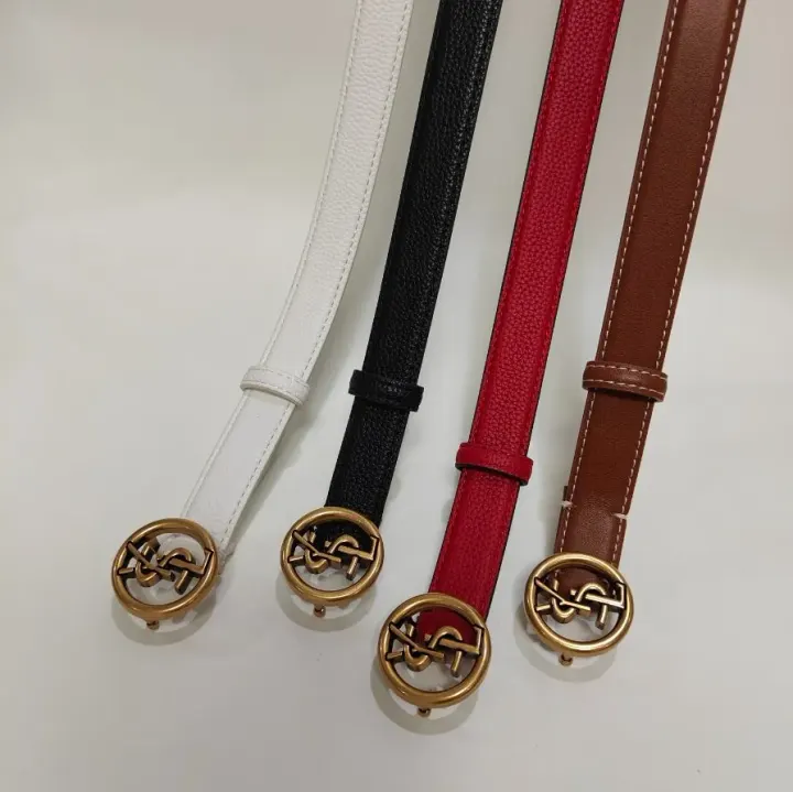 Saint Laurent Four-Color Leather Belts with Gold Monogram Buckles
