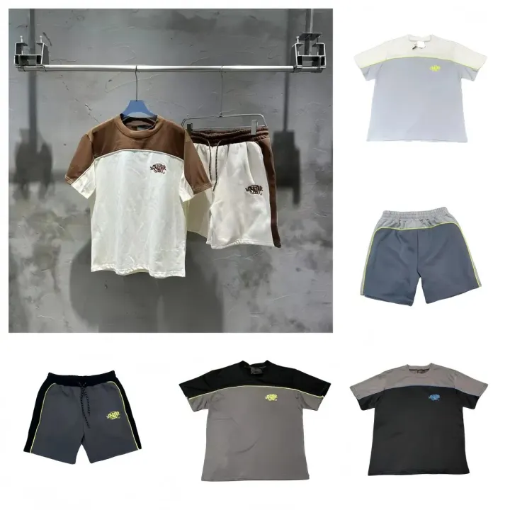 Stüssy Colorblock Logo T-Shirt in Grey, Brown and White
