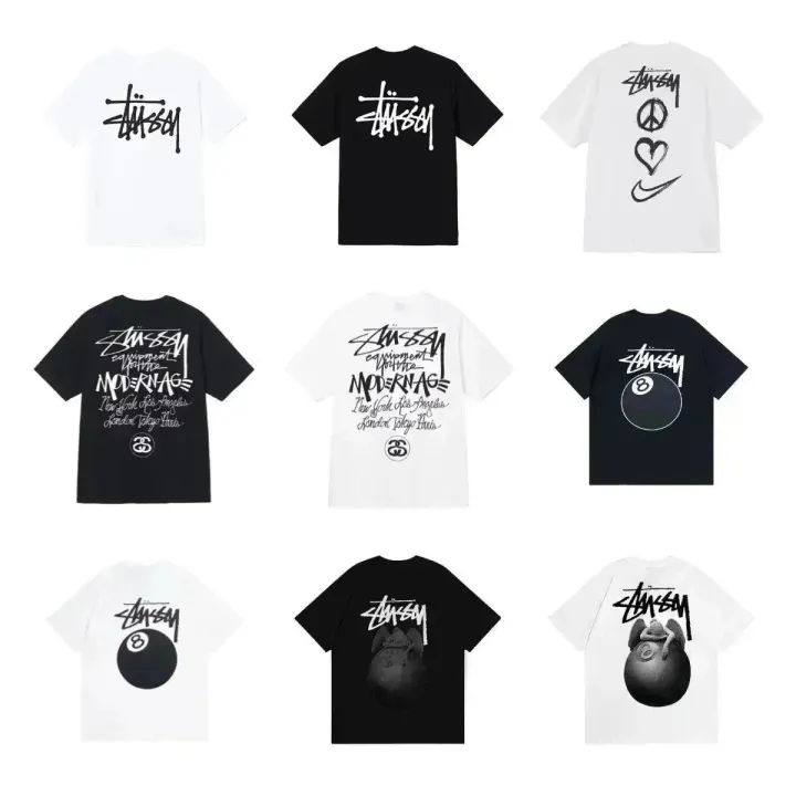 Stüssy Graphic T-Shirt in Black and White 8 Ball Print