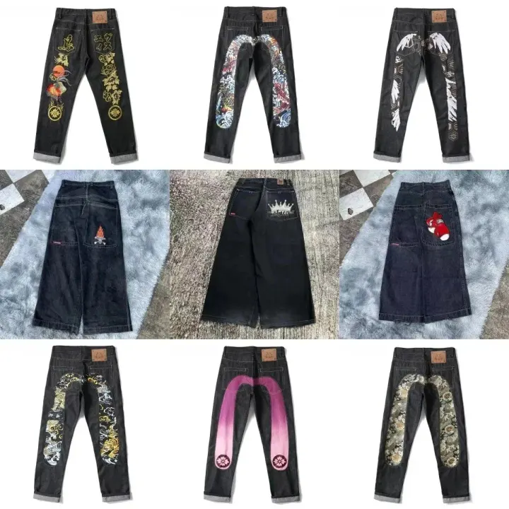 Evisu Pants with Bold Daicock Back Prints