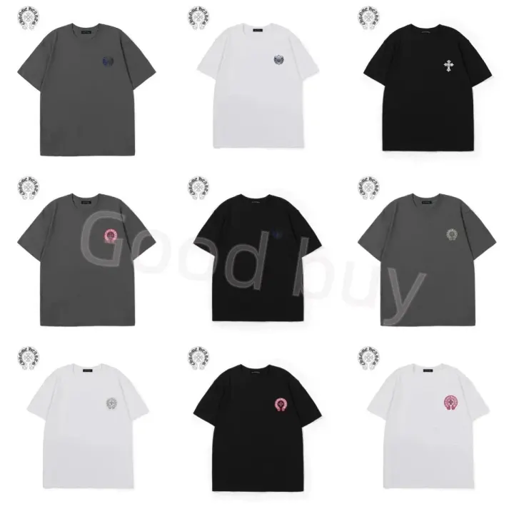 Chrome Hearts T-Shirt mit Brustlogo in Schwarz, Weiß und Grau