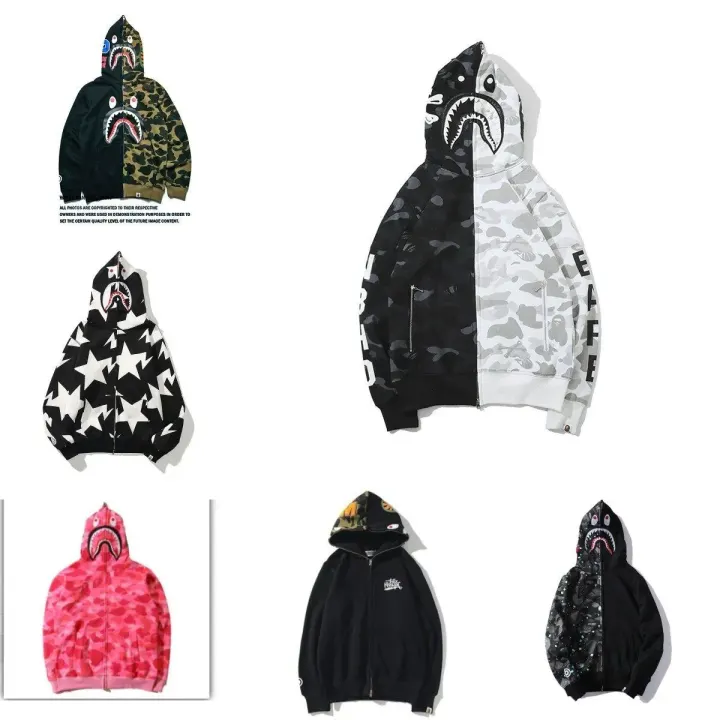 BAPE Schwarzer Camo Shark Full-Zip-Hoodie