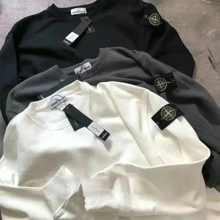 Stone Island Sweatshirt in Schwarz, Grau und Weiß