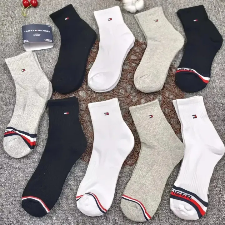 Tommy Hilfiger Thick Terry-Sole Athletic Socks in Black, White & Gray