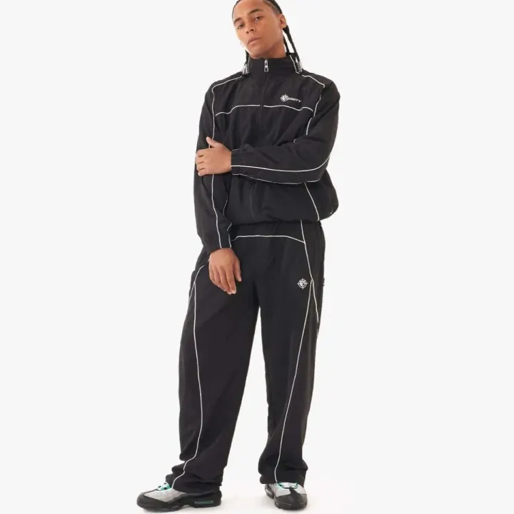 Vicinity Black Piped Embroidered Zip-Up Jacket