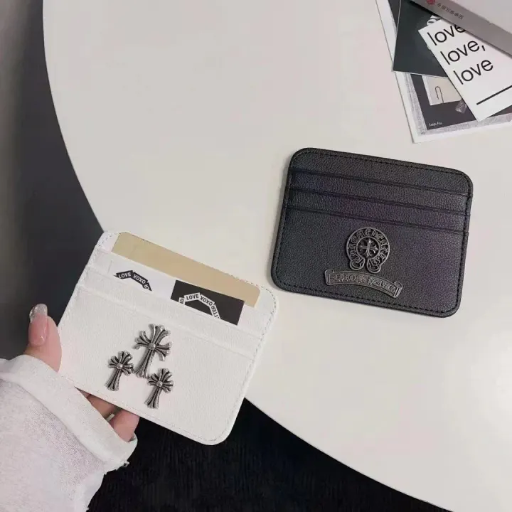 Chrome Hearts schwarzes und weißes Leder-Kartenetui