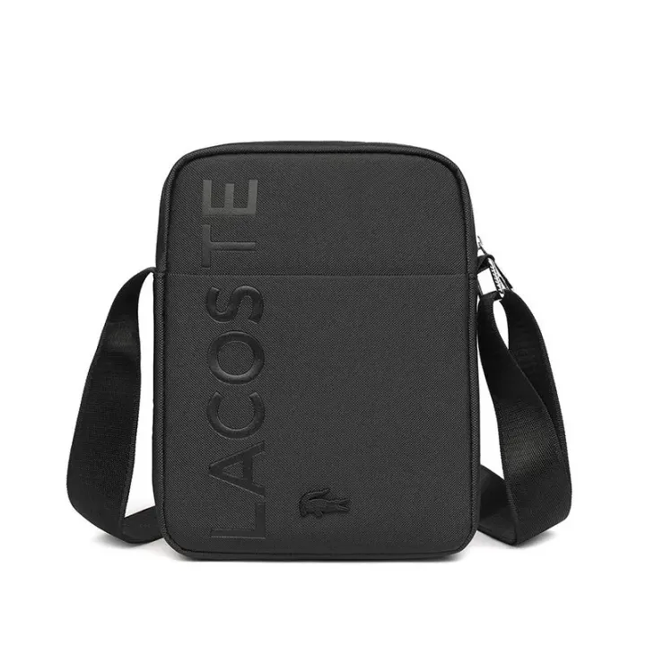 Lacoste Black Embossed Logo Shoulder Bag