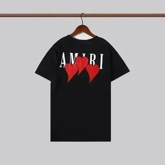 AMIRI Black T-Shirt with Red Heart Graphic