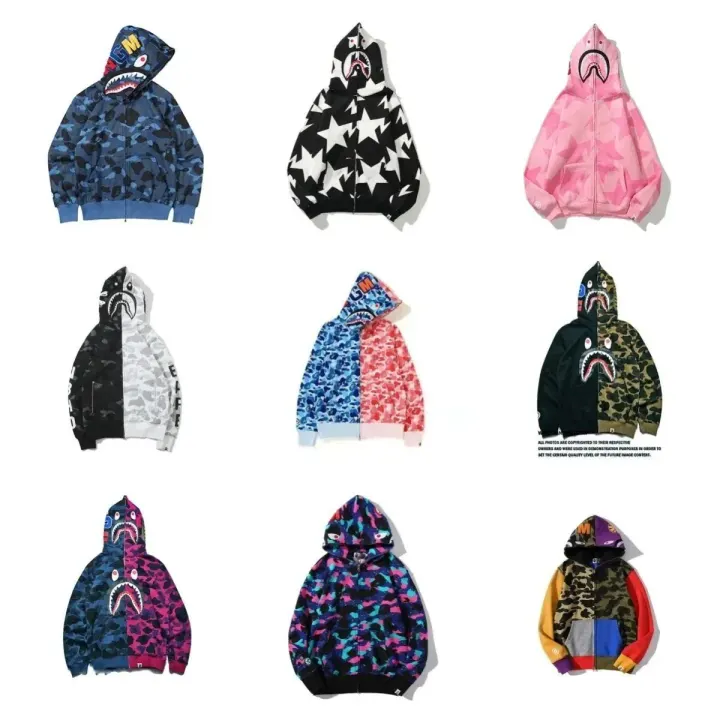BAPE Shark Camo Zip-Up Hoodie in Blau, Mehrfarbig