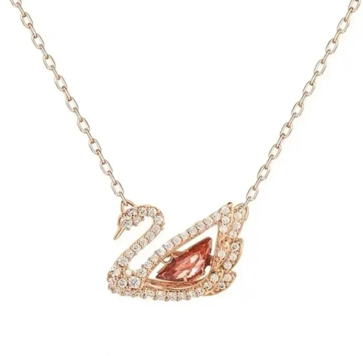 Swarovski Rose Gold Swan Crystal Pendant Necklace