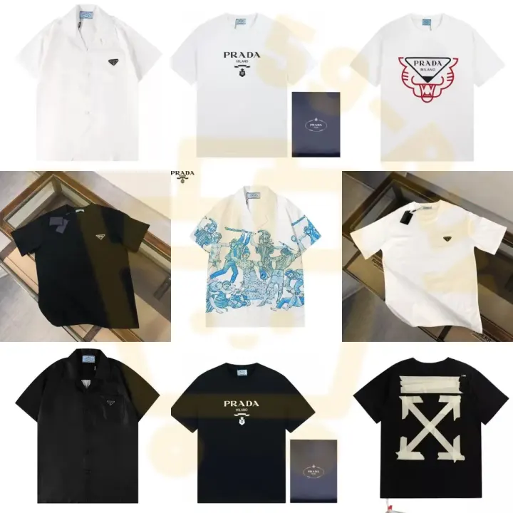 Prada Logo-Print T-Shirt in White and Black