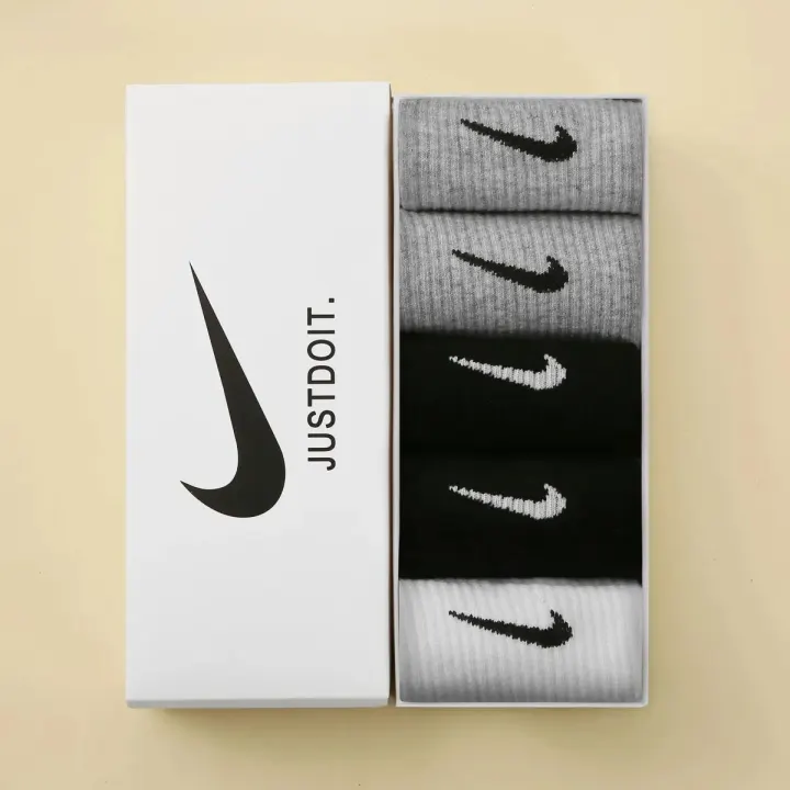 Nike Gray and Black Crew Socks Gift Box