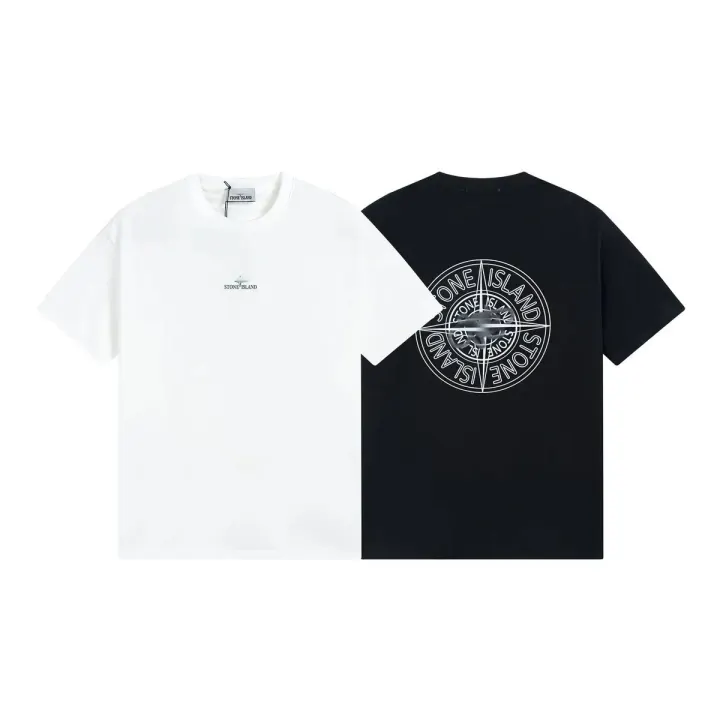 Stone Island Compass Graphic T-Shirt in White and Black