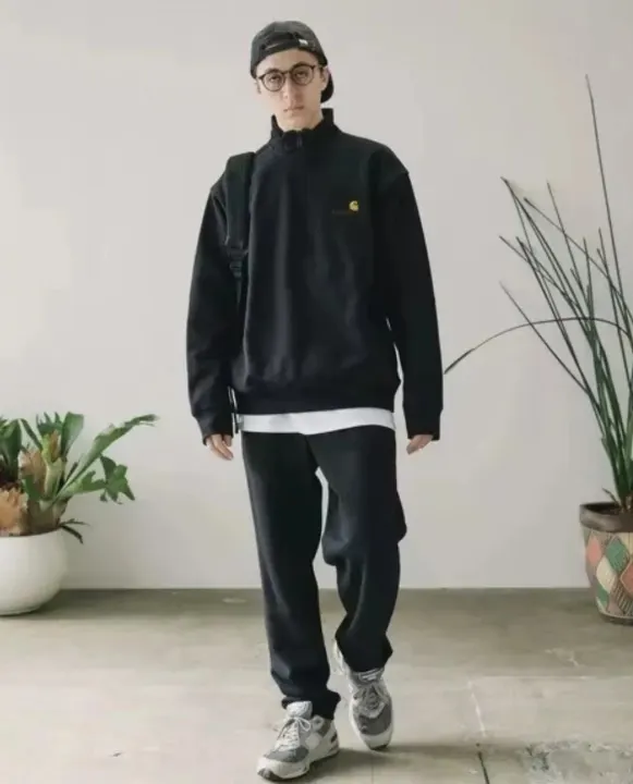 Carhartt Black Quarter-Zip Fleece-Lined Stand Collar Jacket