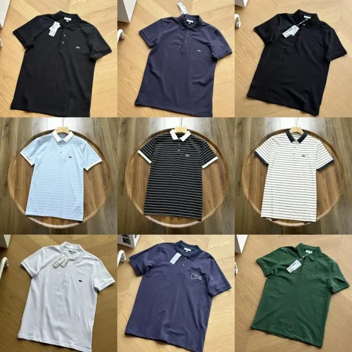 Lacoste Short Sleeve Polo Shirt in Solid and Striped Colors