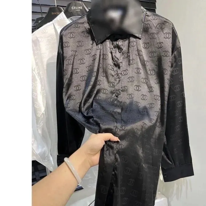 Celine Black Monogram Long-Sleeve Shirt