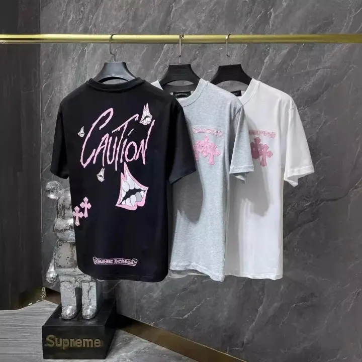 Supreme Graphic Caution T-Shirt in Black, Gray, and White
