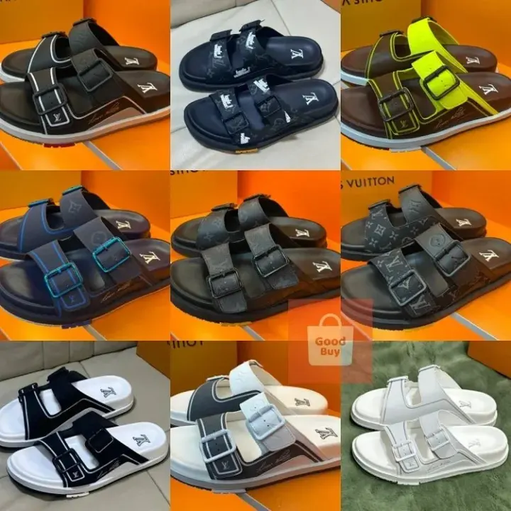 Louis Vuitton Monogram Two-Strap Buckle Slide Sandals